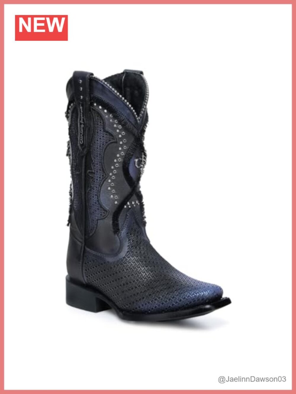 Cuadra Women's Leather Rodeo Mid-Calf Boots Fringe Square Toe Pull-On
